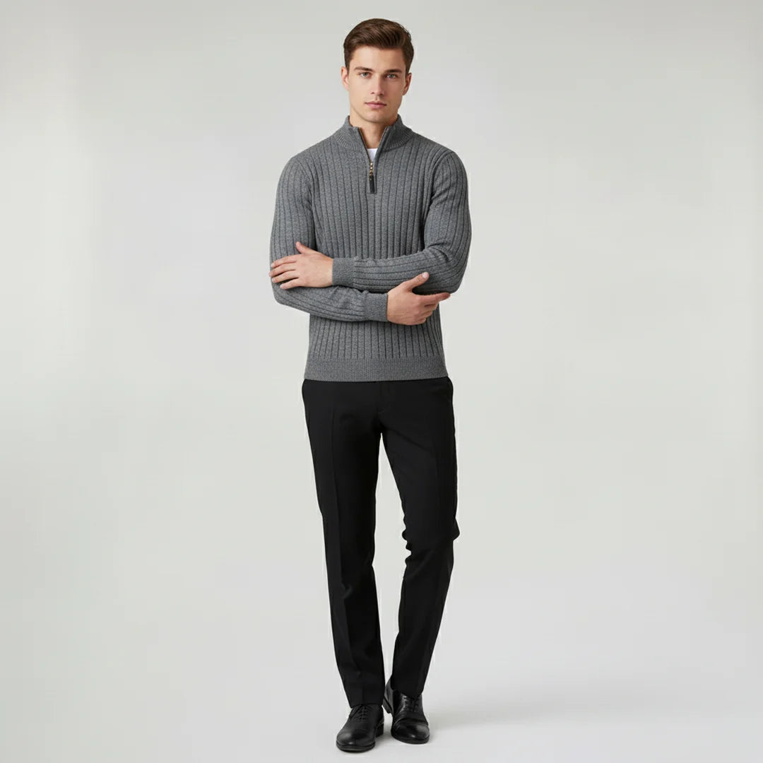 Zane Men's Half-Zip Sweater | Spun Natural-Fiber Blend, High Collar 5