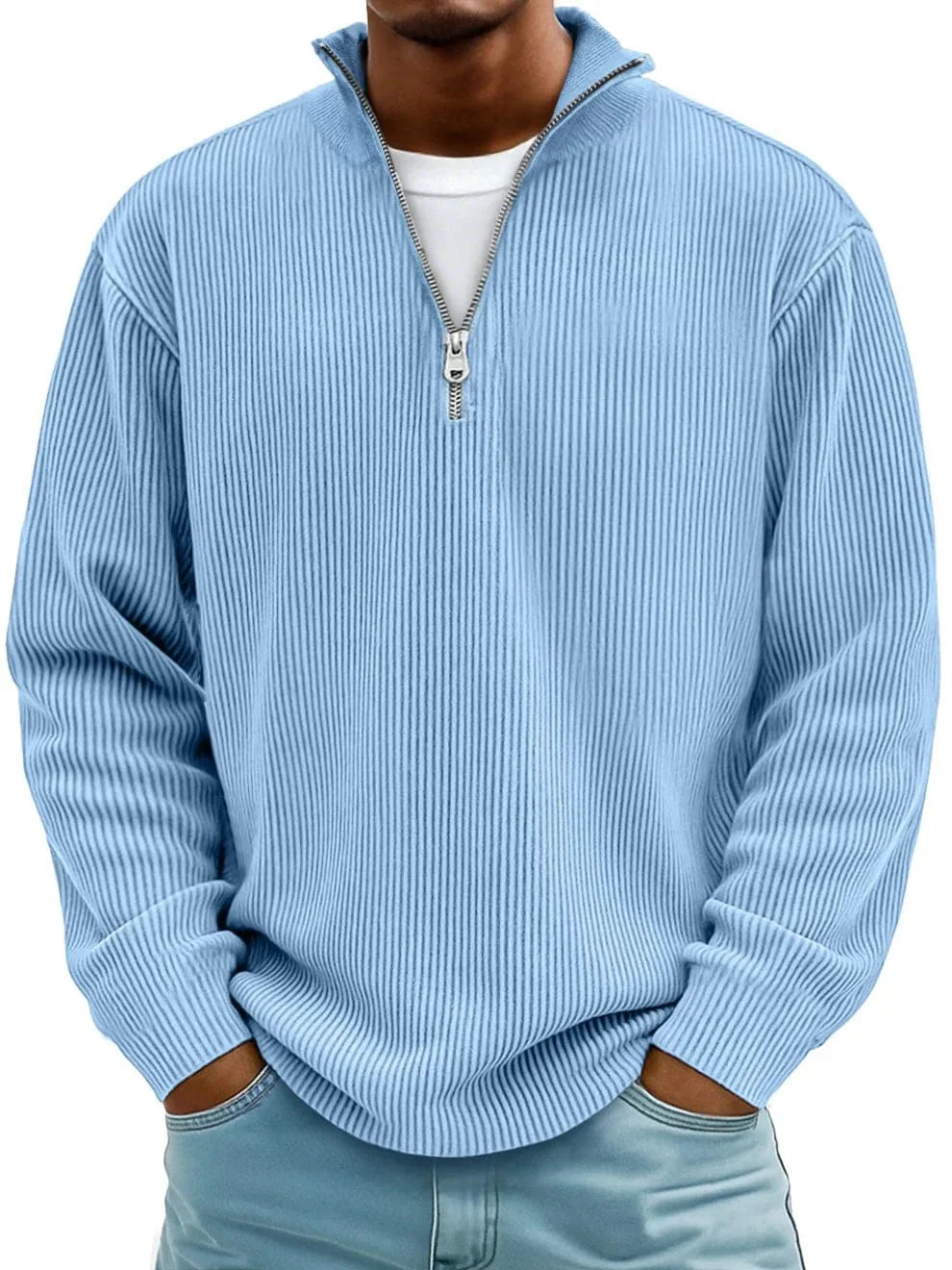 Zane Men's Half Zip Pullover | Ribbed Cotton, Classic Fit 0
