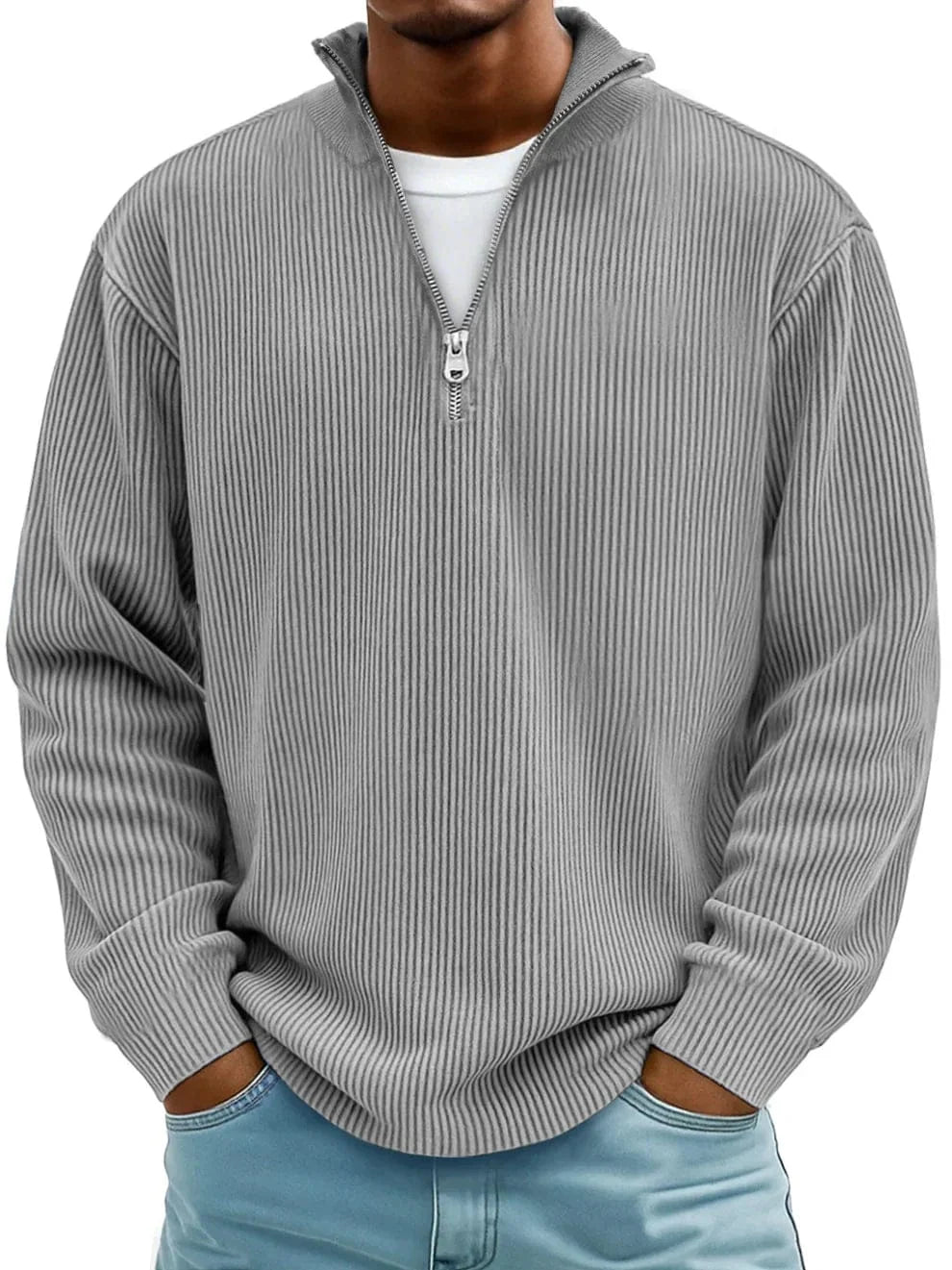Zane Men's Half Zip Pullover | Ribbed Cotton, Classic Fit 1