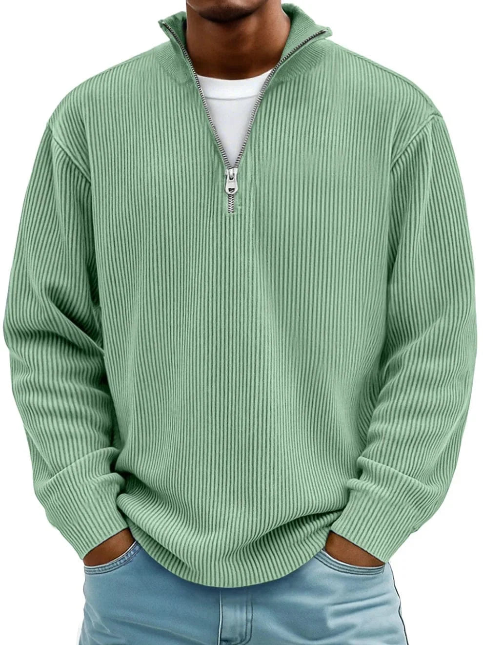 Zane Men's Half Zip Pullover | Ribbed Cotton, Classic Fit 2