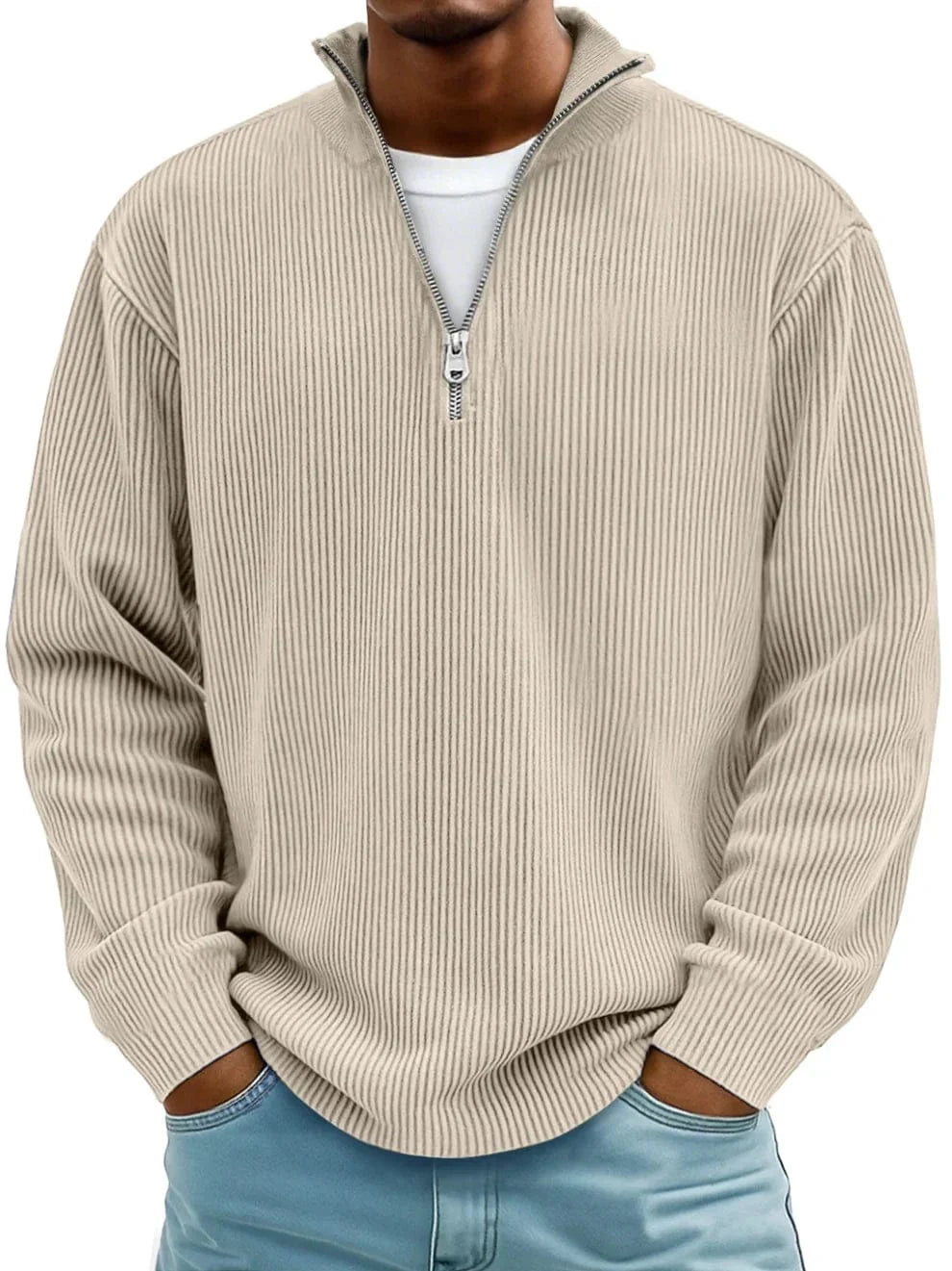 Zane Men's Half Zip Pullover | Ribbed Cotton, Classic Fit 3