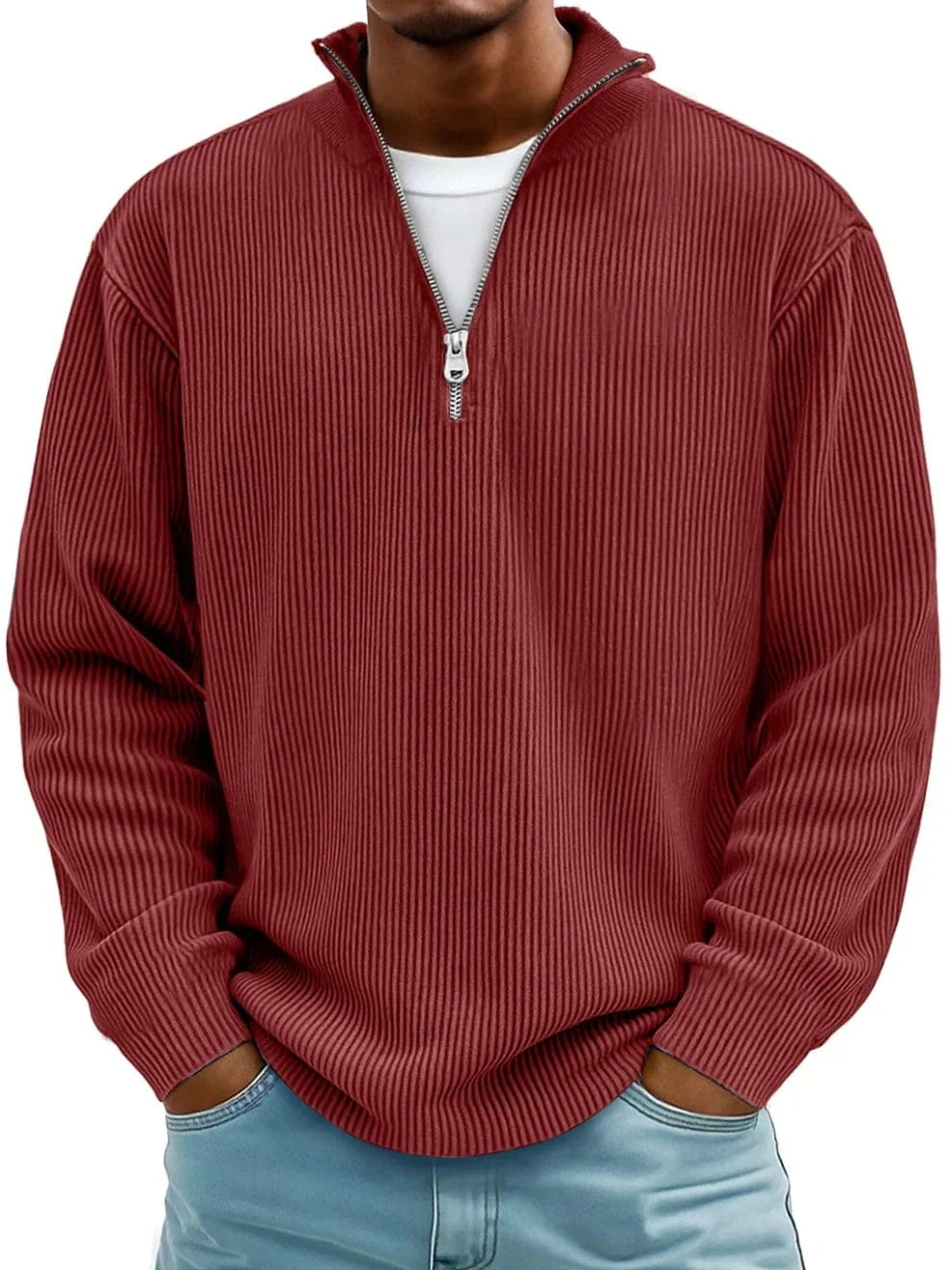 Zane Men's Half Zip Pullover | Ribbed Cotton, Classic Fit 9