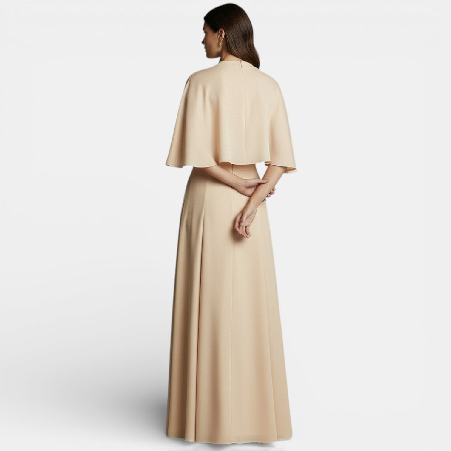 Cape Top and Maxi Skirt Two-Piece Set with a High Neckline