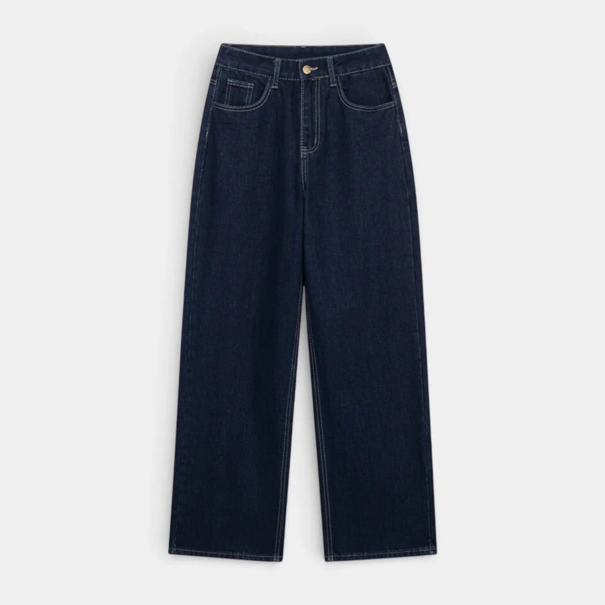 Denim Two-Piece Set with a Button Front Jacket and Straight Jeans