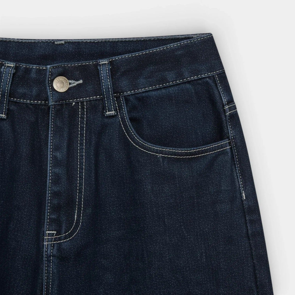 Denim Two-Piece Set with a Button Front Jacket and Straight Jeans