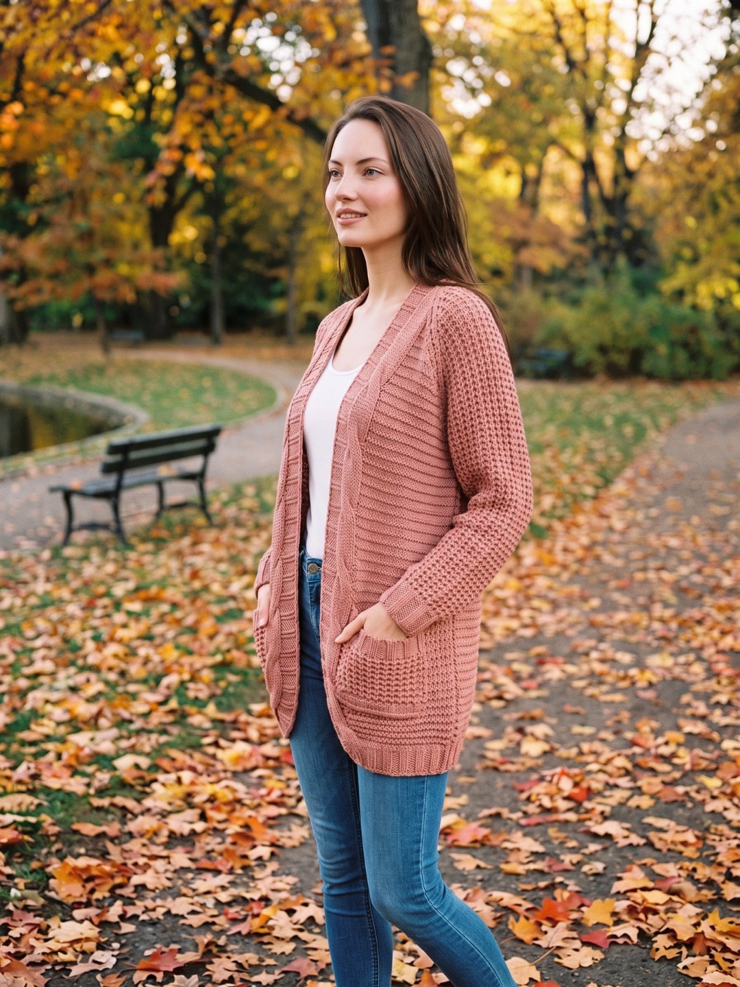 Oversized Cable Knit Cardigan with Patch Pockets