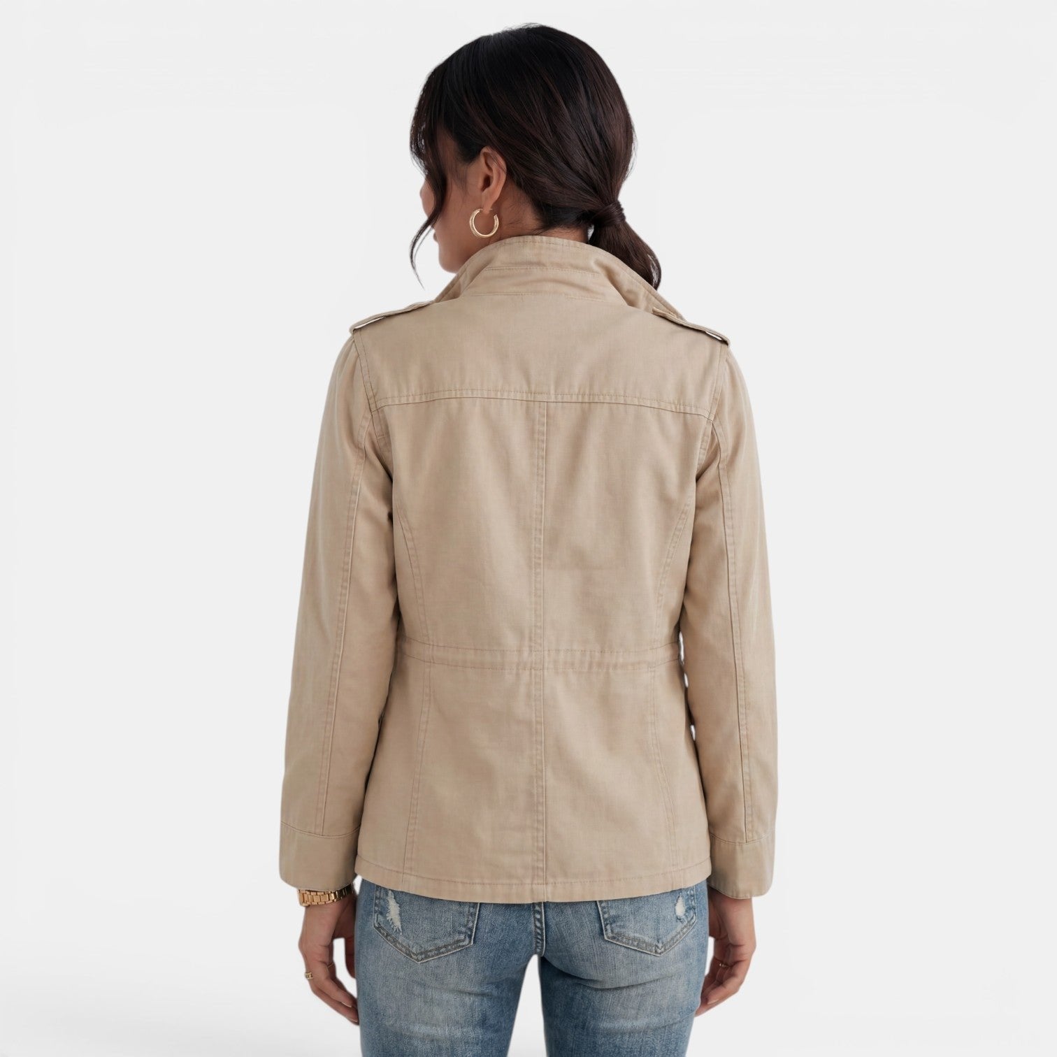 Relaxed Utility Jacket with Flap Pockets and a Snap Front