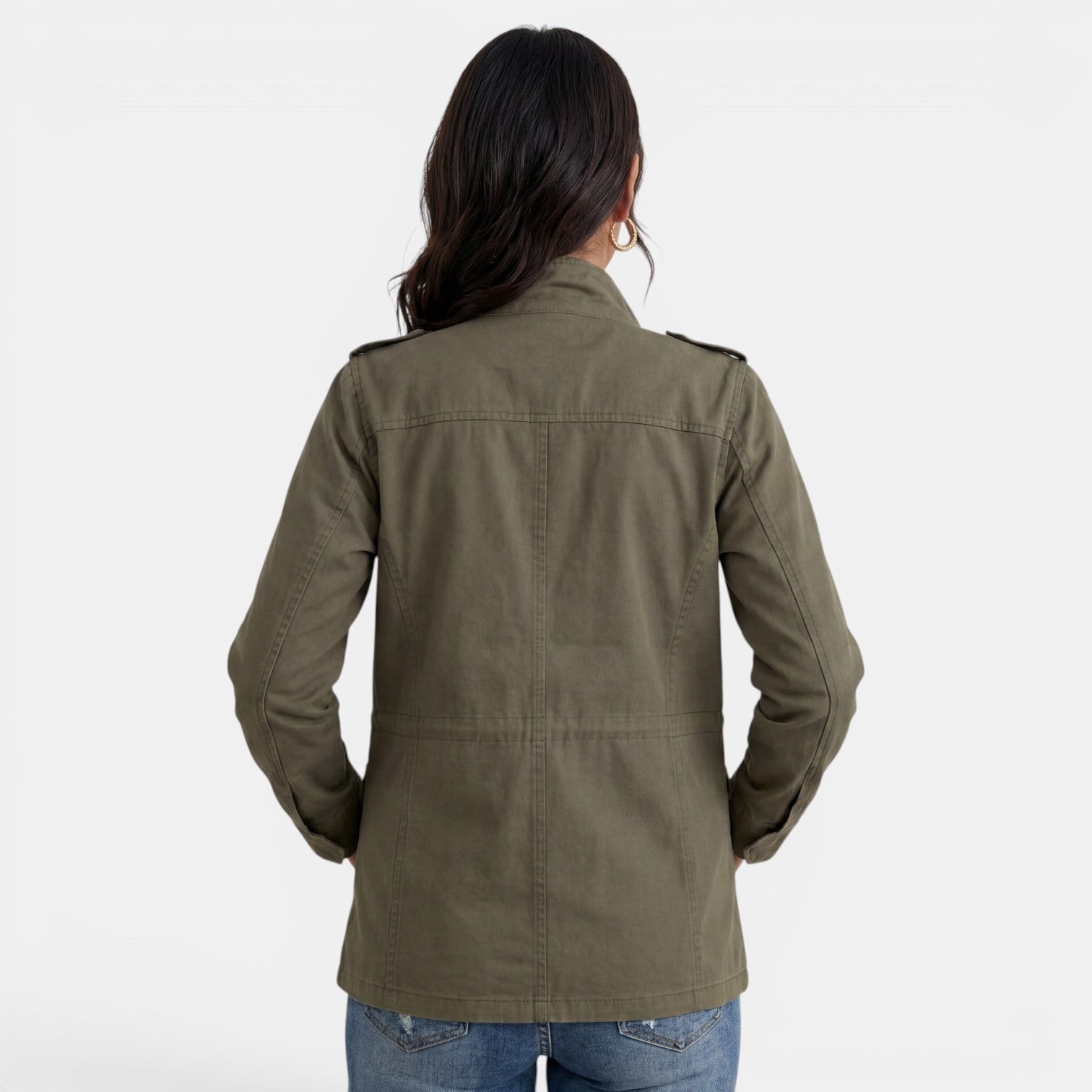 Relaxed Utility Jacket with Flap Pockets and a Snap Front