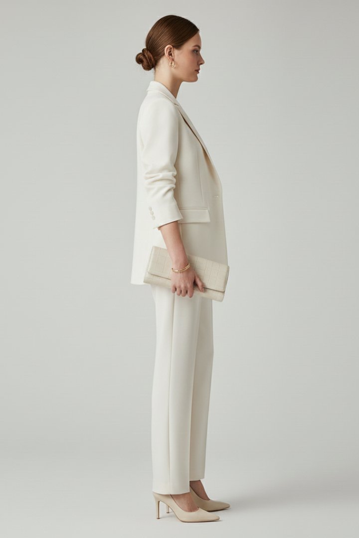 Two-Piece Suit Set with a Single-Breasted Blazer and Straight Legs